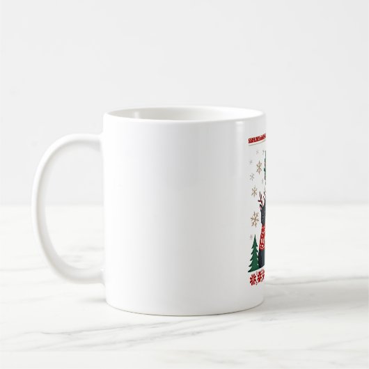 猫3匹の面白いクリスマスの猫のダサ可愛いXmasセーター メンズ コーヒーマグカップ (左)