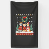 猫3匹の面白いクリスマスの猫のダサ可愛いXmasセーター メンズ 横断幕 (縦)