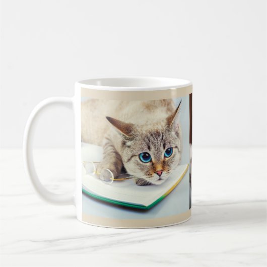 猫3枚のカスタム写真 かわいい子猫好きへのギフト コーヒーマグカップ (左)