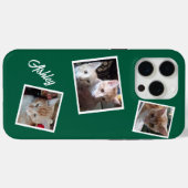 猫3枚コラージュのペット名グリーン Case-Mate iPhoneケース (裏面 (横))