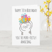 猫30th誕生日カード カード (黄色い花)
