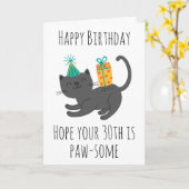 猫30th誕生日カード カード (黄色い花)