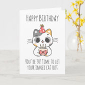 猫30th誕生日カード カード (黄色い花)