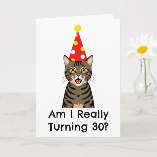 猫30th誕生日カード カード (小さな植物)