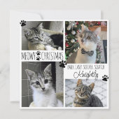 猫4おもしろい枚の写真をプリントMEOWY CHRISTMAS カード (正面)