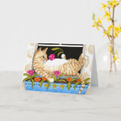 猫451のおもしろいな挨拶状 カード (黄色い花)