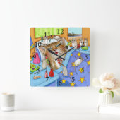 猫508 スクエア壁時計 (ホーム)