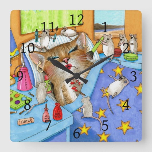 猫508 スクエア壁時計 (正面)