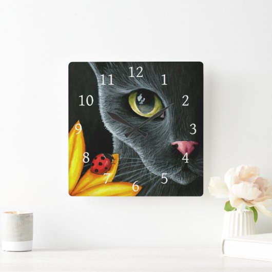 猫510 スクエア壁時計 (ホーム)