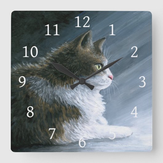 猫594 スクエア壁時計 (正面)