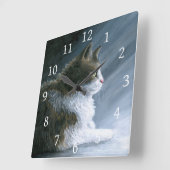 猫594 スクエア壁時計 (傾斜)