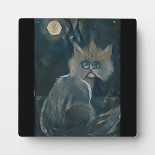 猫5 – 寒い夜 フォトプラーク (正面)
