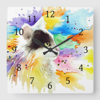猫605 スクエア壁時計