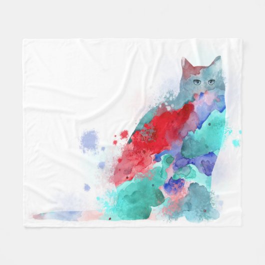 猫609 フリースブランケット (正面(横))