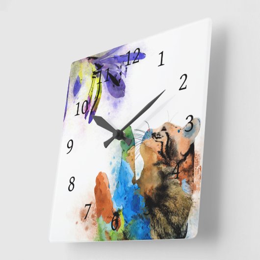 猫610 スクエア壁時計 (傾斜)