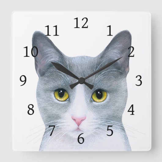 猫611 スクエア壁時計 (正面)