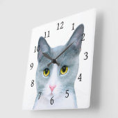 猫611 スクエア壁時計 (傾斜)