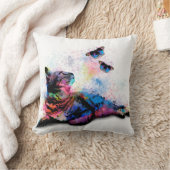 猫614ピンクブルーバタフライ クッション (ブランケット)