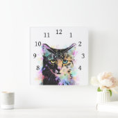 猫618の白の背景 スクエア壁時計 (ホーム)