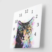 猫618の白の背景 スクエア壁時計 (傾斜)