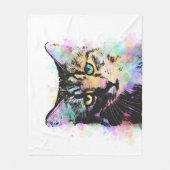 猫618白 フリースブランケット (正面)