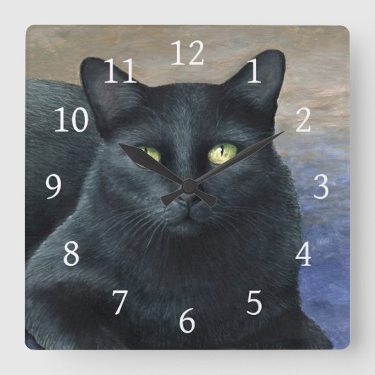 猫621 スクエア壁時計 (正面)