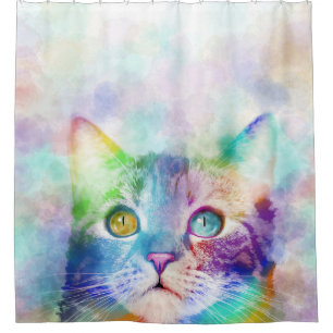 猫663多彩猫 シャワーカーテン