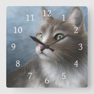 猫682 スクエア壁時計