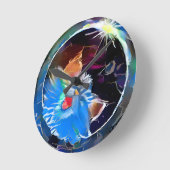 猫6 - 太陽の eclipse ラウンド壁時計 (傾斜)