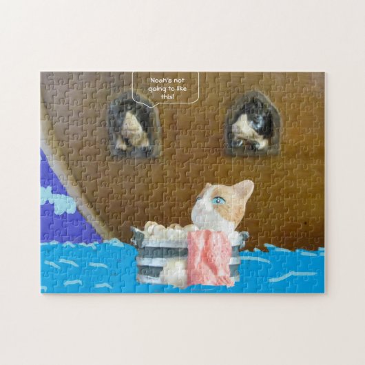 猫！いつも入浴。 ジグソーパズル (横)