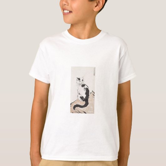 猫 (かわいい子猫) (愛らしい子猫) (Xu Beihong 作) Tシャツ (正面)
