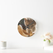 猫,かわいい,小 ラウンド壁時計 (ホーム)
