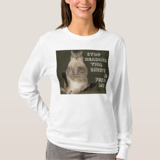 猫「このTシャツを読むのをやめて私を飼いなさい」女性用パーカー Tシャツ