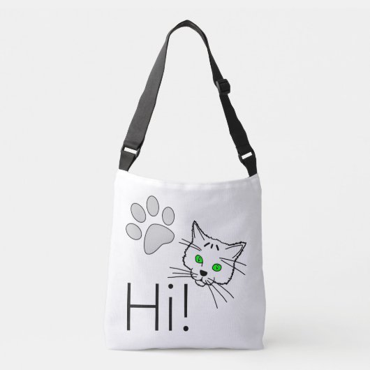 猫 – こんにちは! クロスボディバッグ (正面)