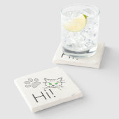 猫 – こんにちは！ ストーンコースター (横)