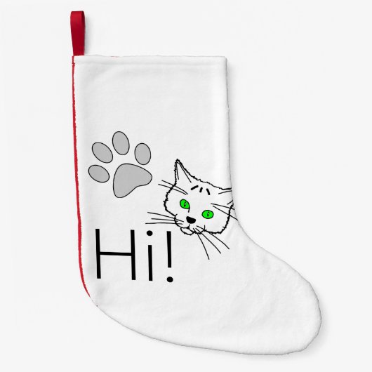 猫 – こんにちは！ スモールクリスマスストッキング (正面)