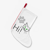 猫 – こんにちは！ スモールクリスマスストッキング (正面 (吊り時))