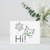 猫 – こんにちは！ ポストカード (スタンド正面)