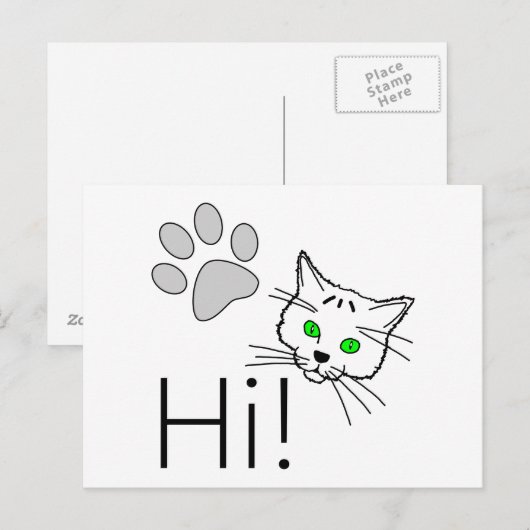 猫 – こんにちは! ポストカード (正面/裏面)