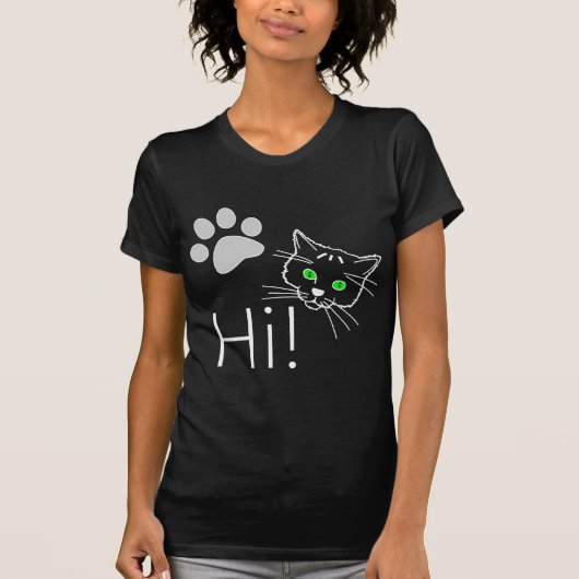 猫 – こんにちは! Tシャツ (正面)