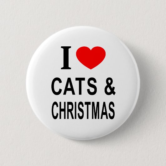猫❤️とクリスマス猫が大好きでクリスマス 缶バッジ (正面)