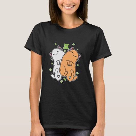 猫 ふたご座 星座 Tシャツ (正面)