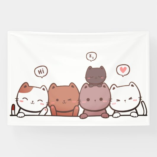 猫、アニメ、動物 横断幕 (横)