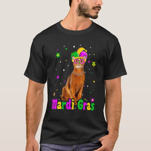 猫 アビシニアン マスク マルディグラ カーニバル 動物 C Tシャツ (正面)