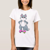 猫 インラインスケート インラインスケート スポーツ Tシャツ (正面)