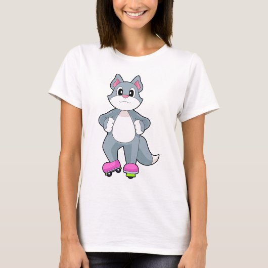 猫 インラインスケート インラインスケート スポーツ Tシャツ (正面)