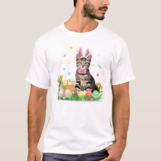 猫 イースター イースターバニー たまご Tシャツ (正面)