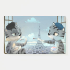 猫 & エッフェル塔 – パリのメモ 10" x 6" ポストイット