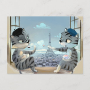 猫 & エッフェル塔 – パリ ポストカード