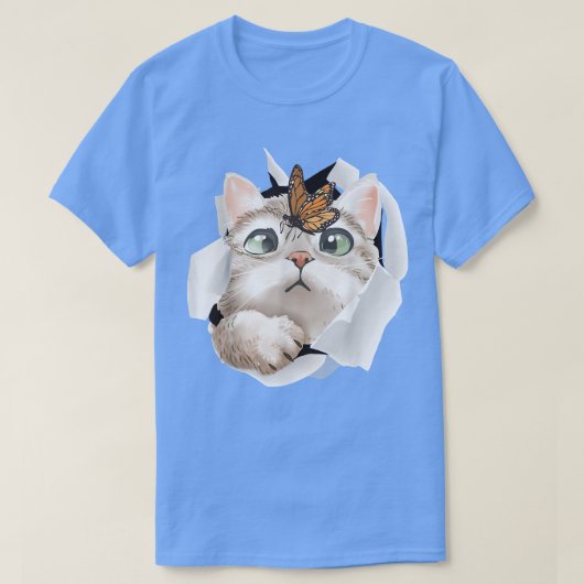 猫,オレンジ猫T,猫の破れた布,子猫 Tシャツ (デザイン正面)